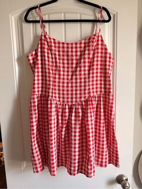 No Boundaries Red and White Gingham Smocked Top